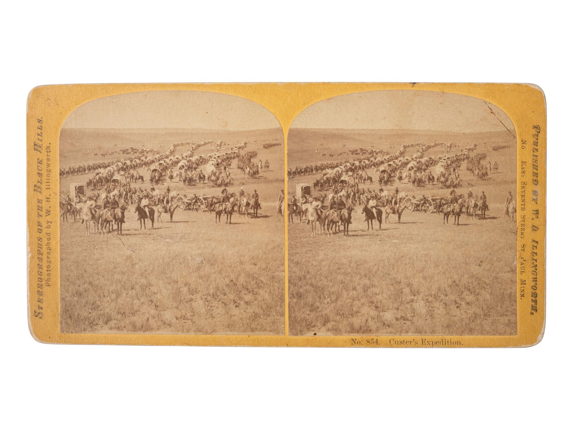 [LATE INDIAN WARS]. ILLINGWORTH, W.H. (1844-1893), photographer. Stereoview of Custer's Expedition to the Black Hills. St. Paul, MN: [1873].