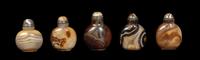 Fifteen Chinese Banded Agate Snuff Bottles 瑪瑙鼻烟壺十五支