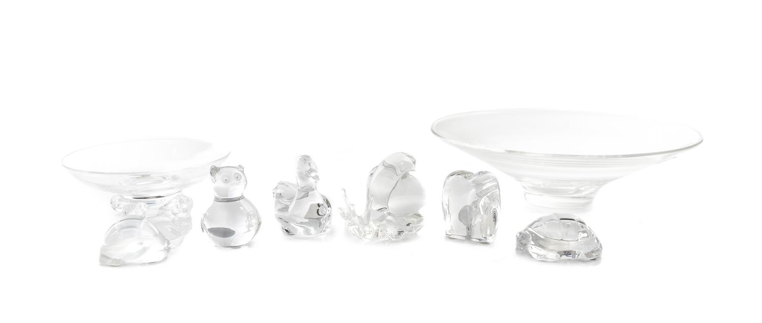 A Group of Glass Decorative Articles Diameter of largest 12 3/4 inches.