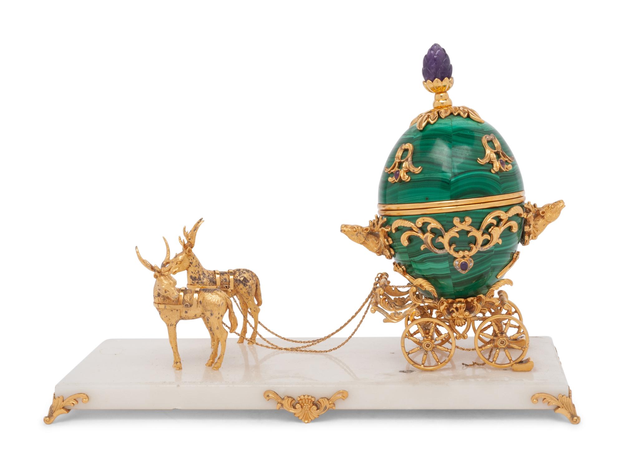 A Malachite Fantasy Coach in the Manner of Fabergé