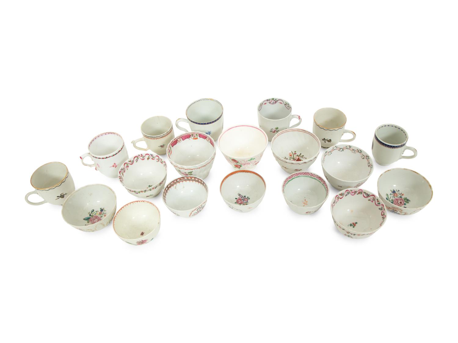 A Collection of Chinese Export Porcelain Tea Bowls and Cups