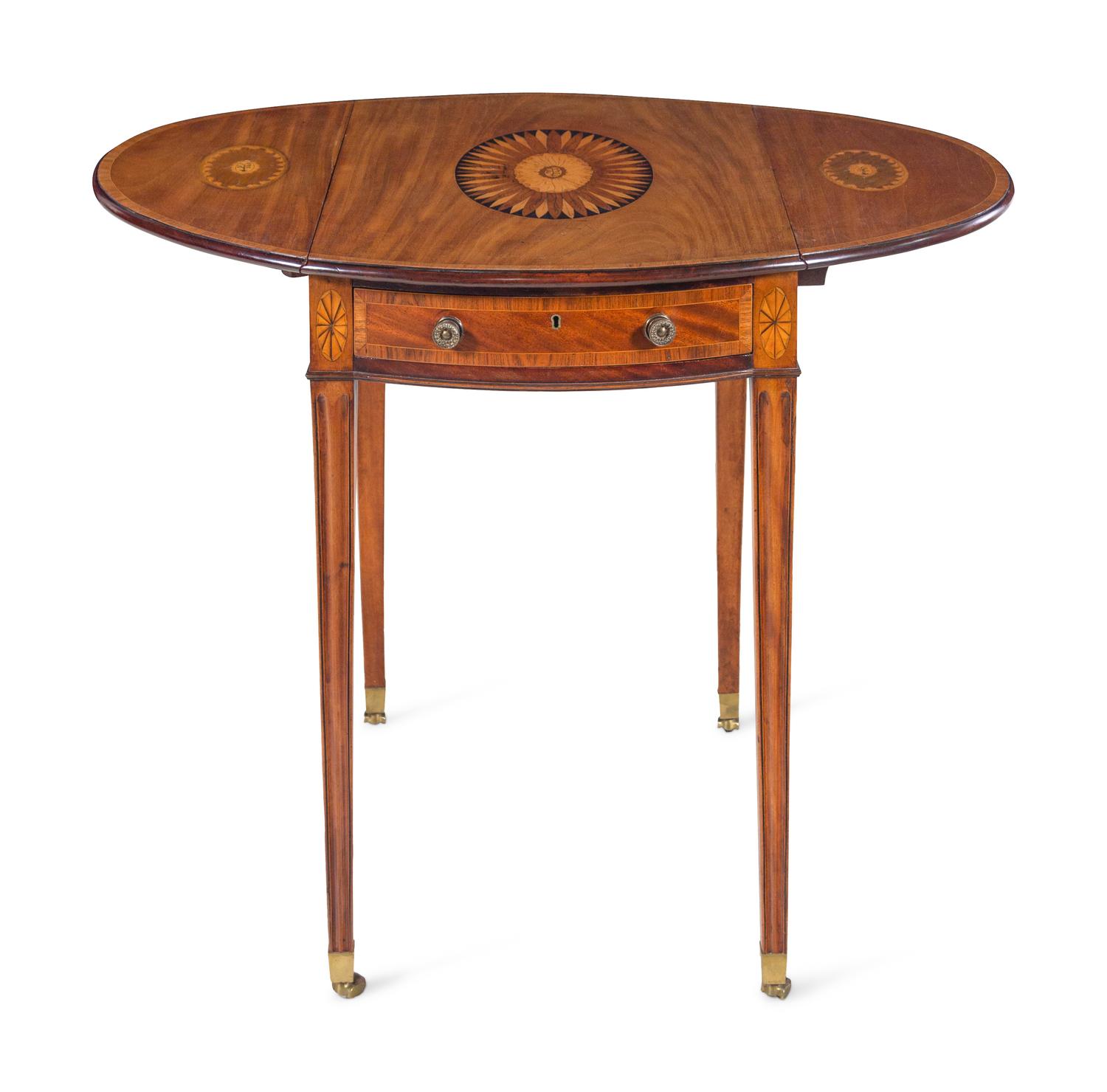 A George III Mahogany, Satinwood and Marquetry Pembroke Table