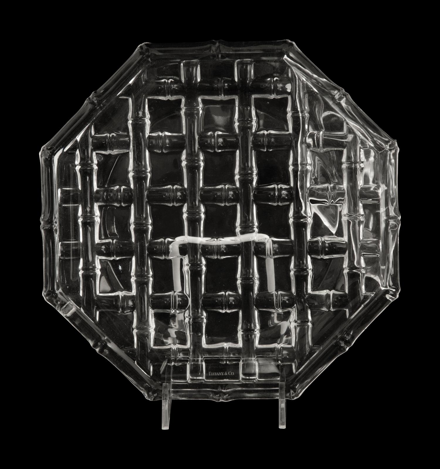 Three Tiffany and Co. Glass Bamboo Plates