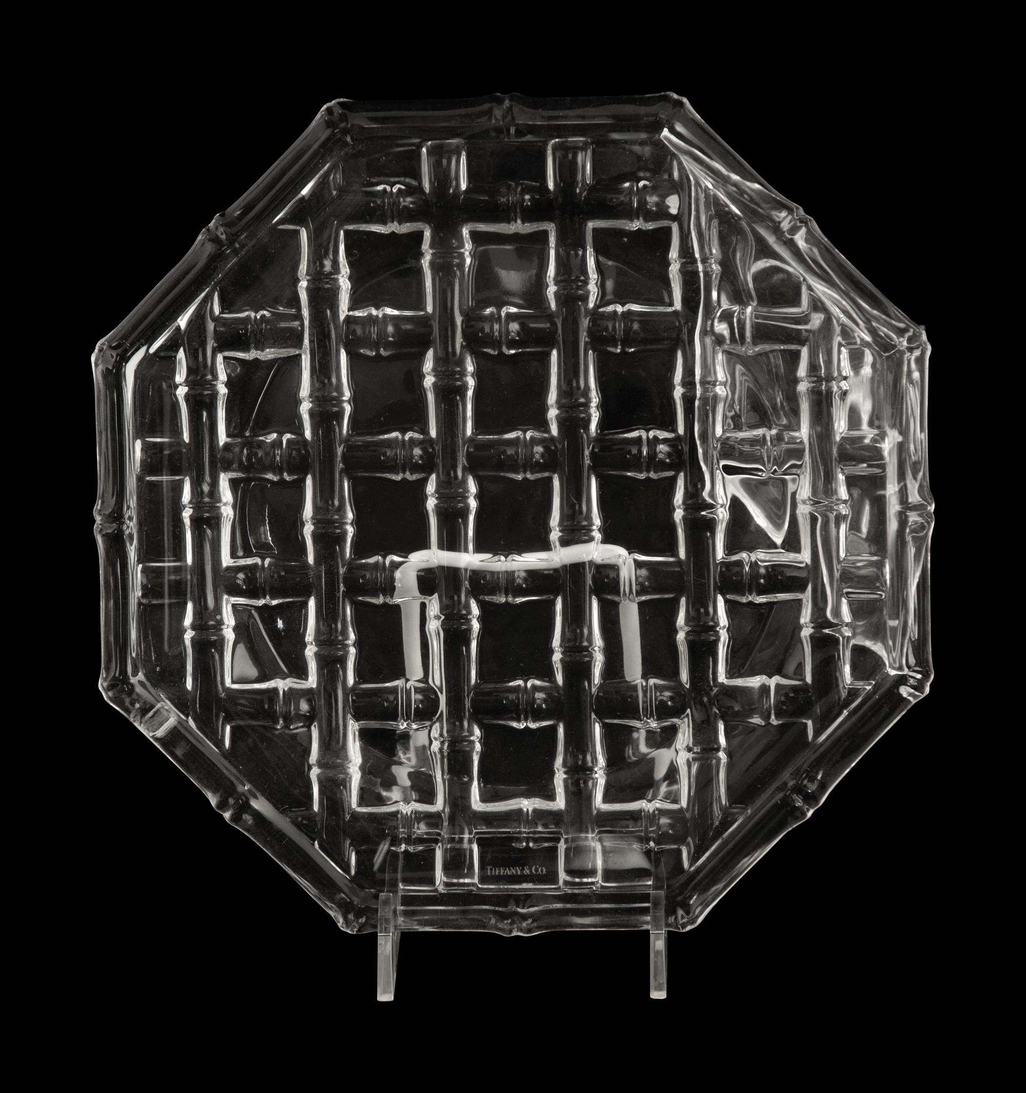 Three Tiffany and Co. Glass Bamboo Plates