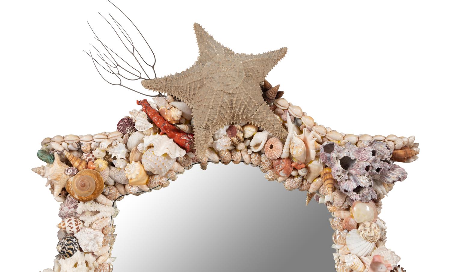 A Grotto Style Shell-Encrusted Dressing Table and Mirror