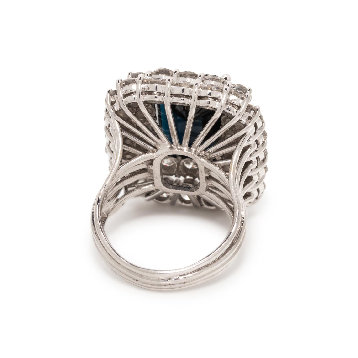 SYNTHETIC SAPPHIRE AND DIAMOND RING