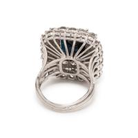 SYNTHETIC SAPPHIRE AND DIAMOND RING