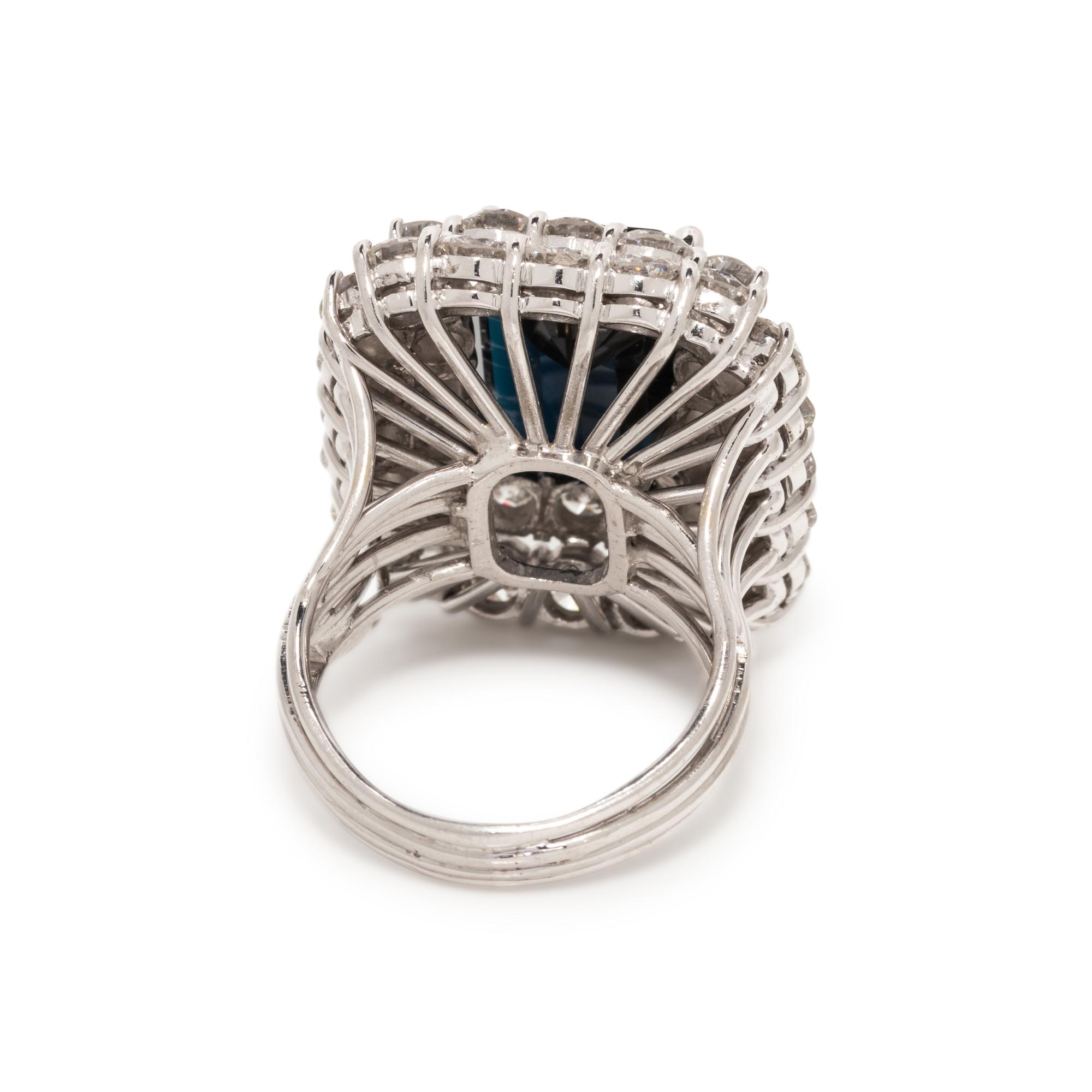 SYNTHETIC SAPPHIRE AND DIAMOND RING