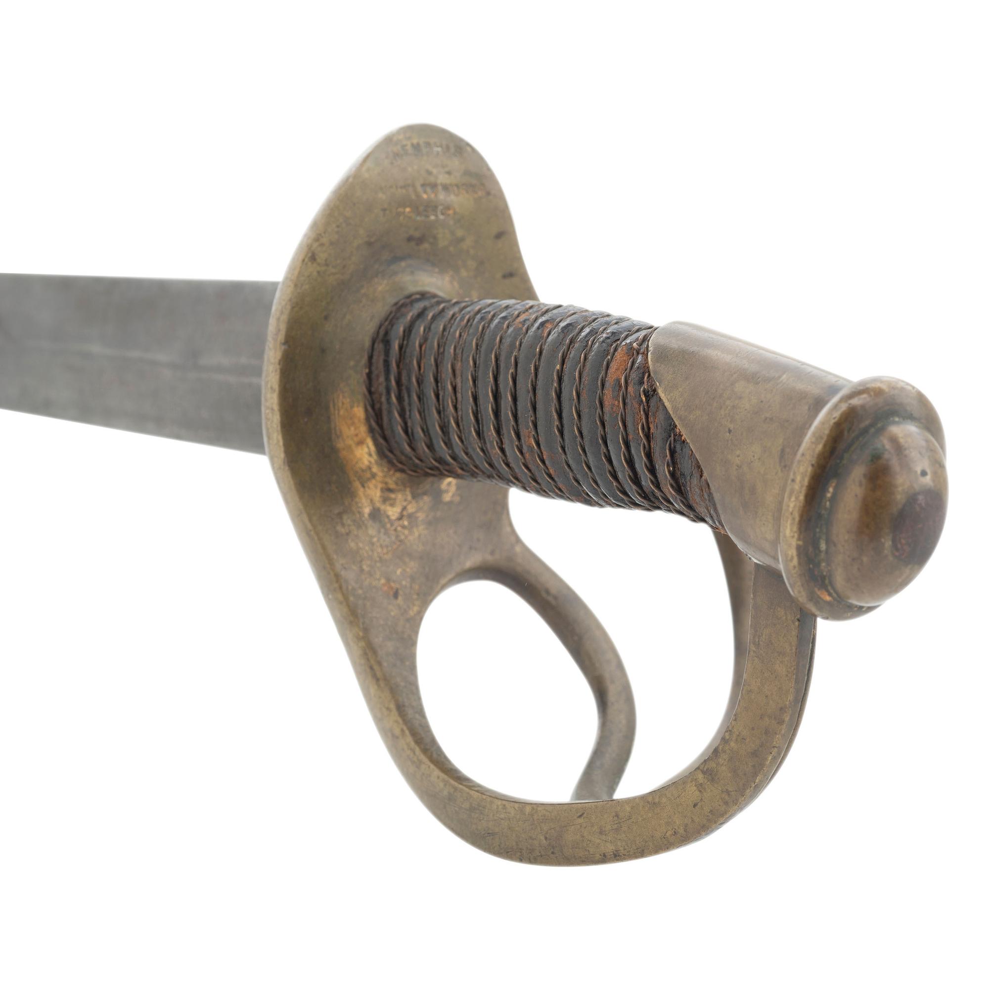 Scarce Straight Blade Memphis Novelty Works Thomas Leech Inside Guard Marked Cavalry Saber