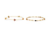 COLLECTION OF YELLOW GOLD, DIAMOND AND GEMSTONE BANGLE BRACELETS