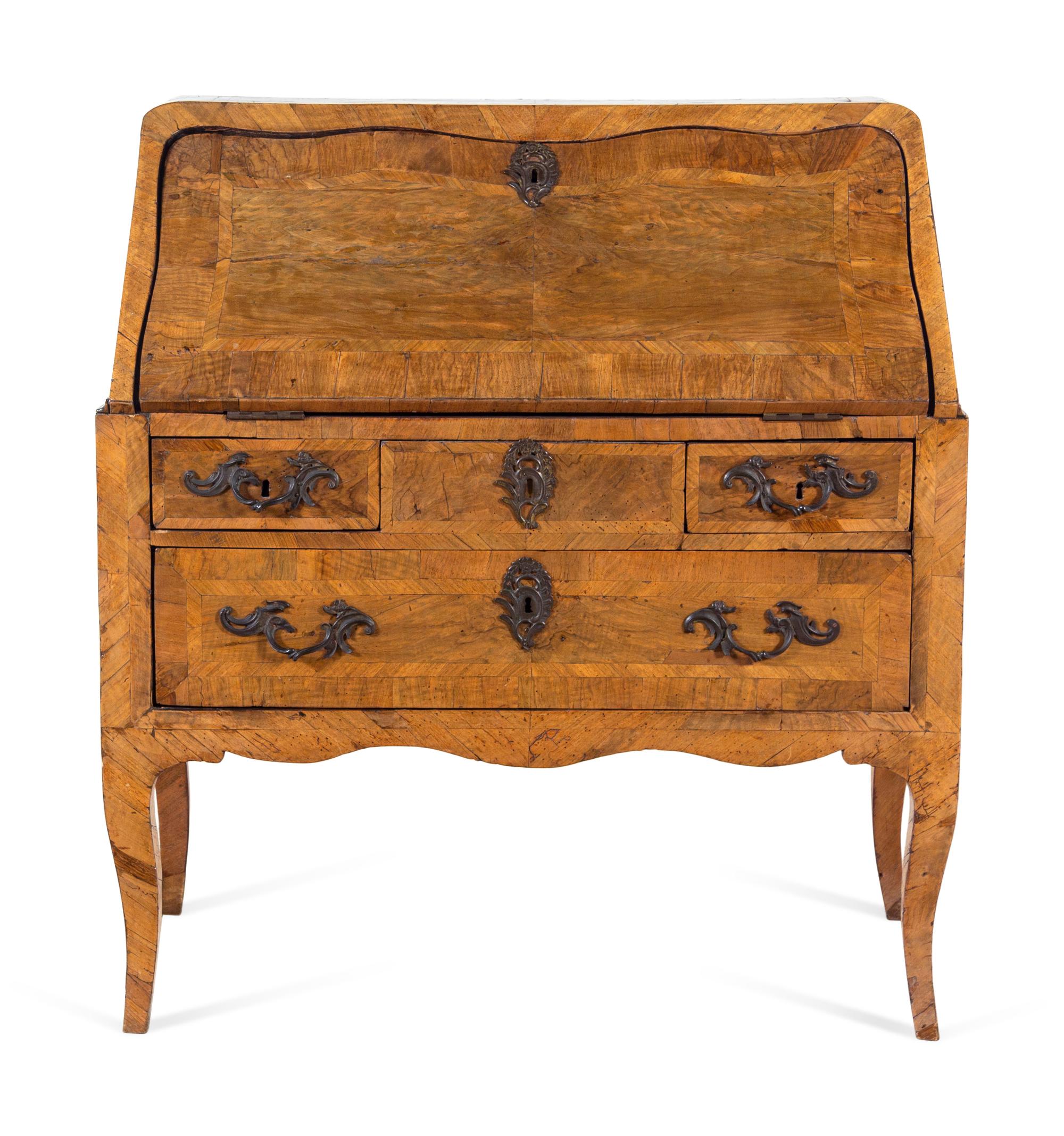 A Louis XV Style Burlwood Bureau en Pente