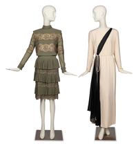 Bill Blass Gown and Valentino Lace Two Piece Ensemble, 1980-90s