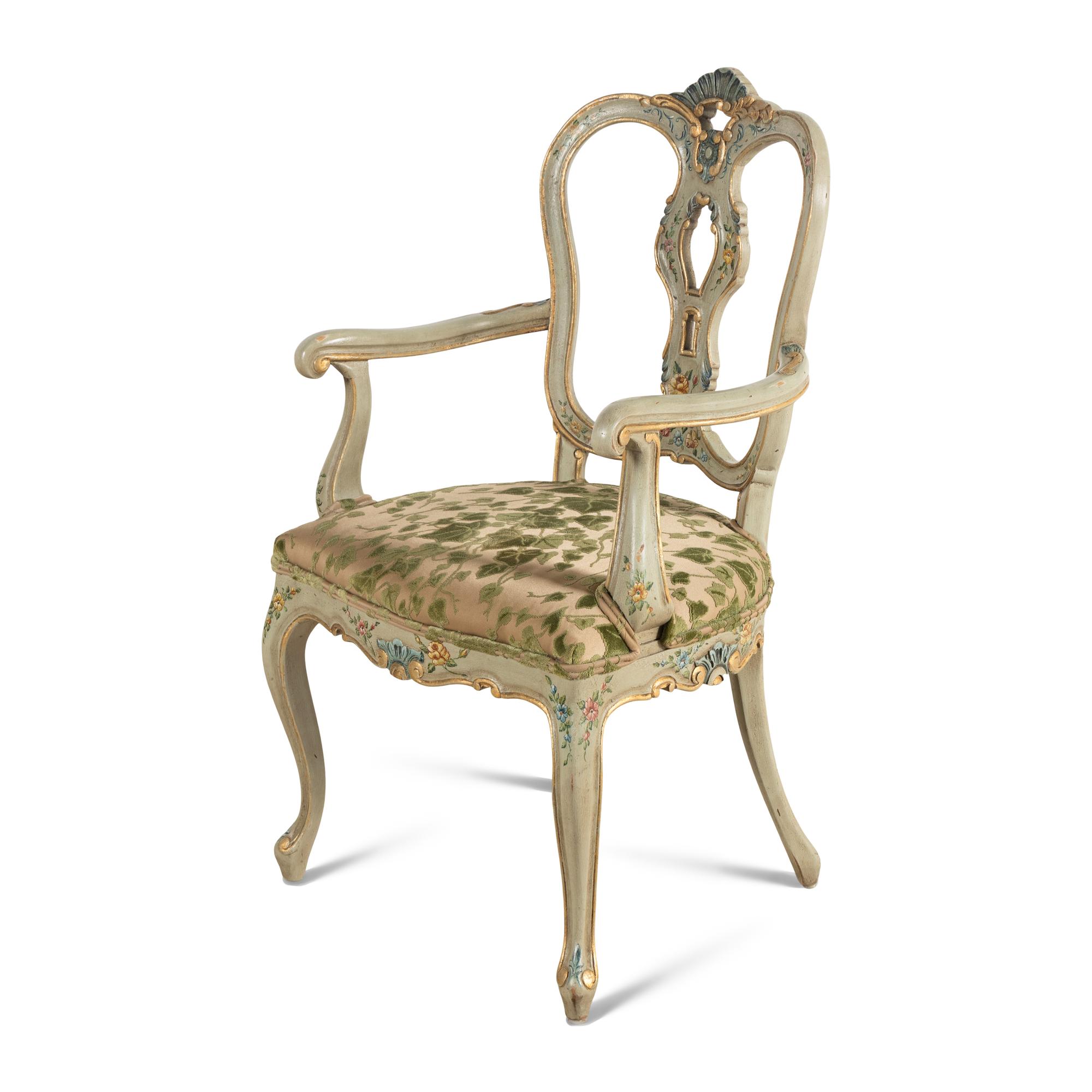 A Venetian Style Polychrome Painted Armchair