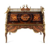 A Louis XV Style Gilt Bronze Mounted Marquetry Bureau à Cylindre