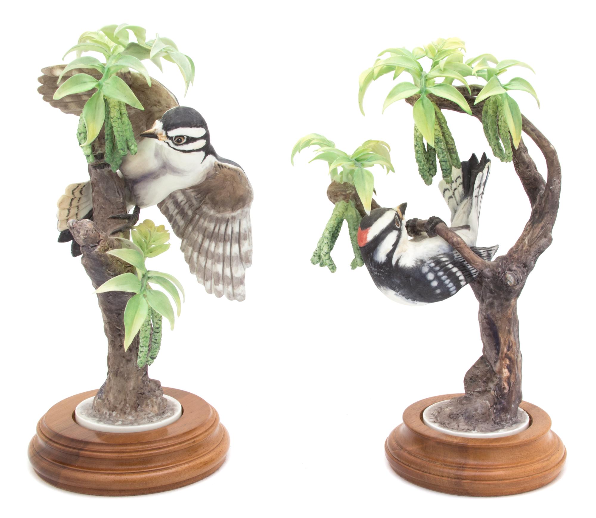 A Pair of Royal Worcester Porcelain Little Downey Woodpeckers Height 10 inches. — 20TH CENTURY