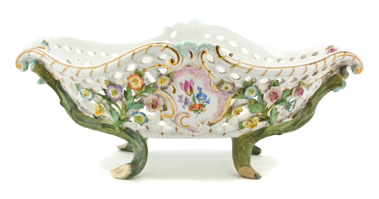 A Meissen Pierced Porcelain Center Bowl, Width 13 inches.