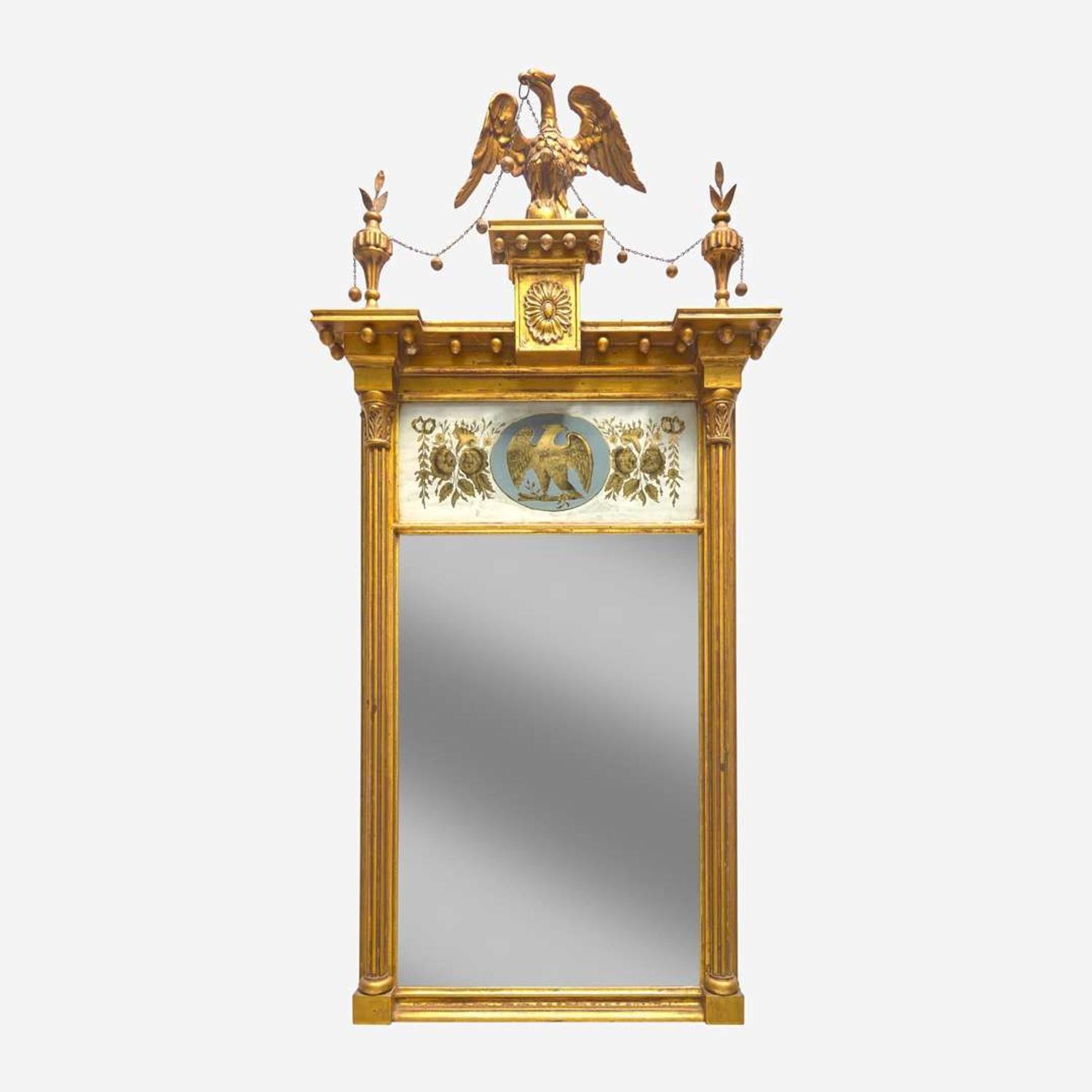 A Federal giltwood and églomisé pier looking glass circa 1800
