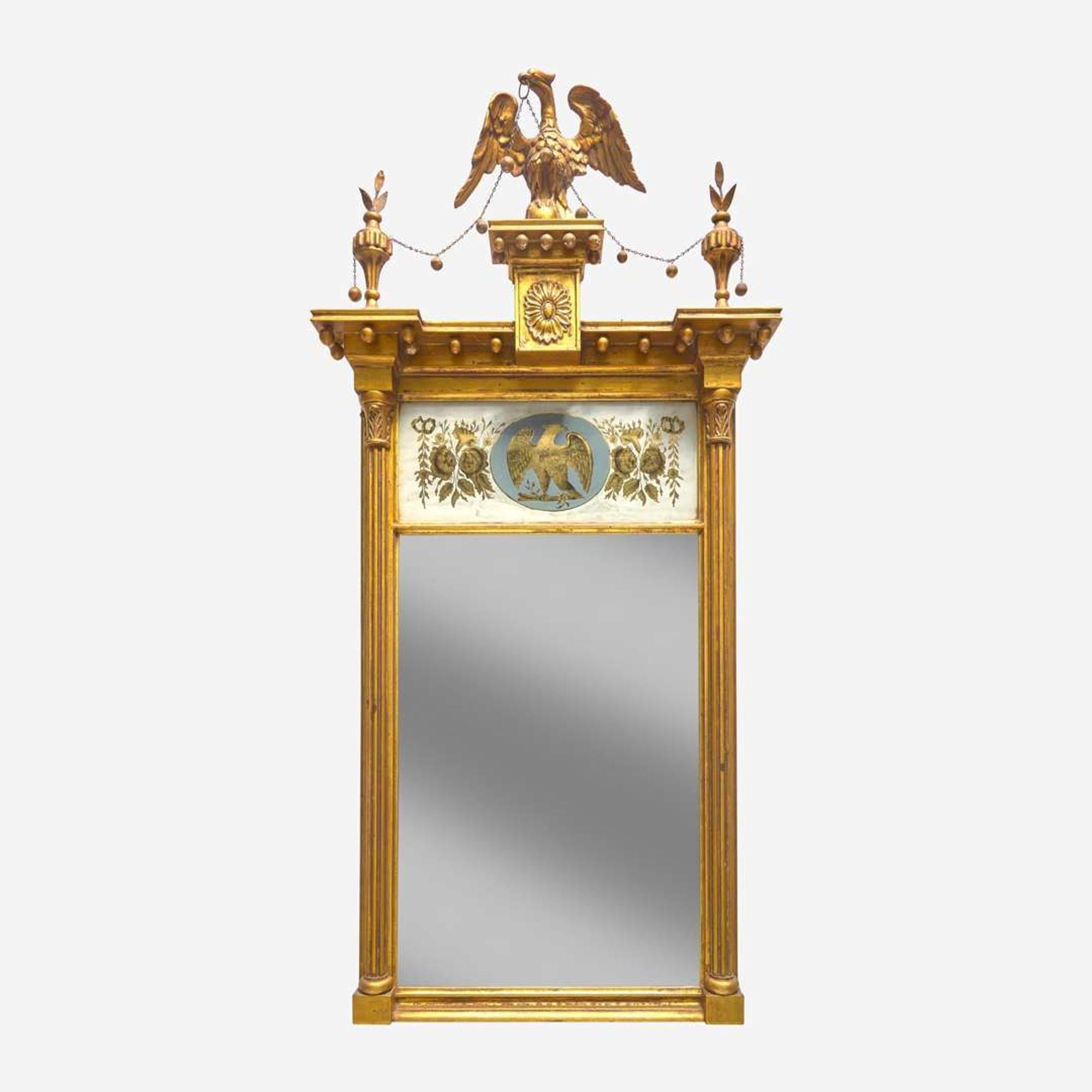 A Federal giltwood and églomisé pier looking glass circa 1800