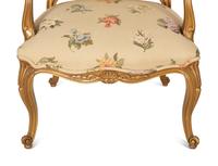 A Pair of Louis XV Style Gold Painted Fauteuils