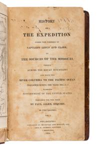 LEWIS, Meriwether (1774-1809) and CLARK, William (1770-1838). History of the Expedition Under the Command of Captains Lewis and Clark. Philadelphia: Bradford and Inskeep, 1814.