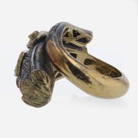 A Silver and Gold Men's Ring and Baroque Pearl Necklace