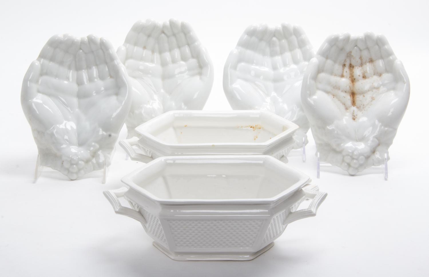 An Assortment of Ceramic and Porcelain Table Articles Width of first 8 1/4 inches. — 19TH/20TH CENTURY