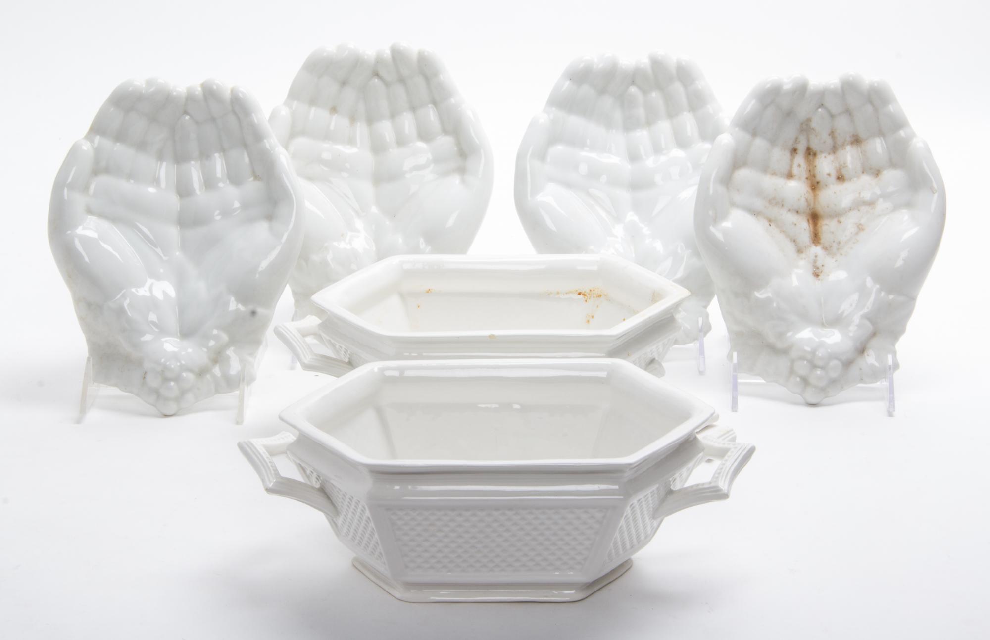 An Assortment of Ceramic and Porcelain Table Articles Width of first 8 1/4 inches. — 19TH/20TH CENTURY