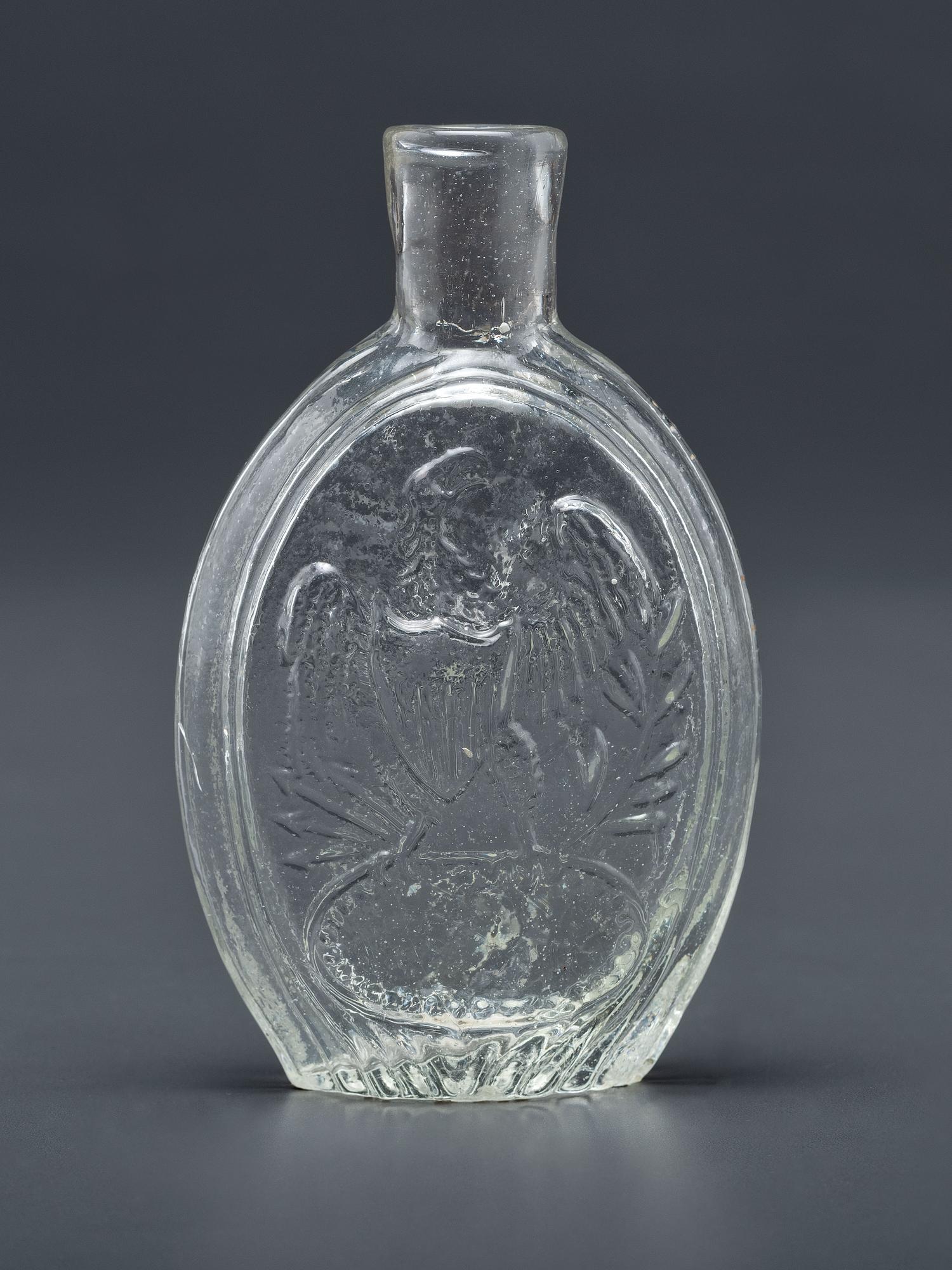 A Molded-Glass Pittsburg Flask in Clear