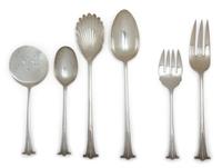 An English Silver Flatware Service, Various Makers, Wallace Sterling Company and CJ Vander Onslow pattern, comprising: 12 steak knives