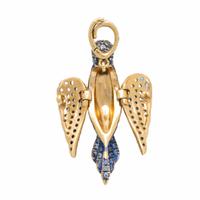 Annoushka, 'Mythology Bluebird', Yellow Gold, Sapphire, Blue Topaz, and Cultured Pearl Pendant