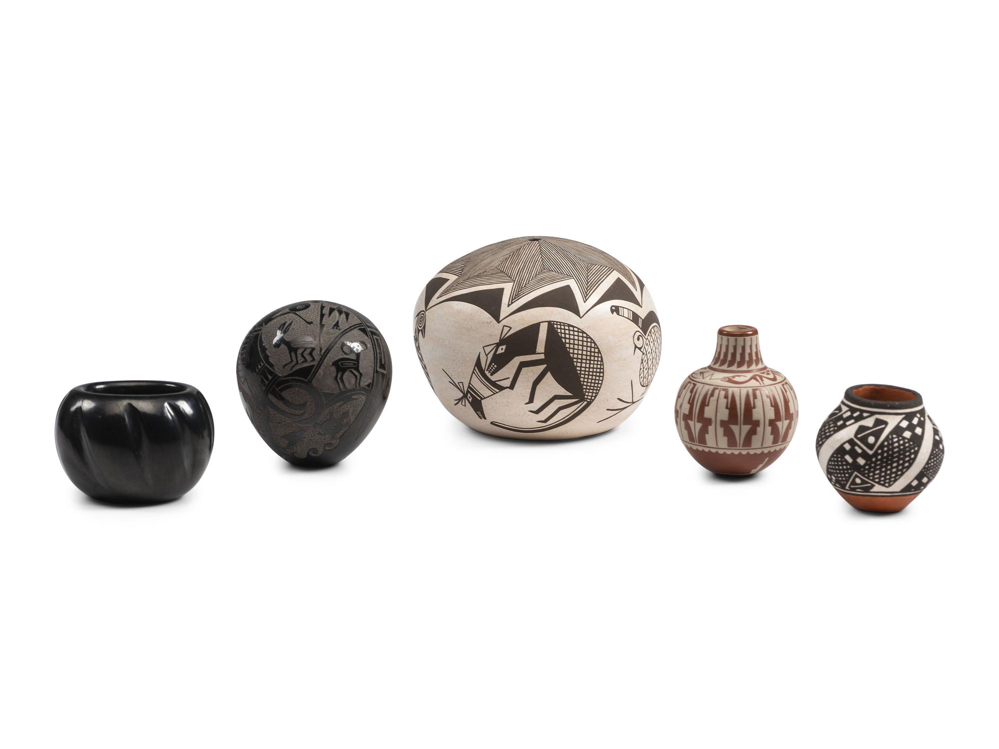 Acoma and Santa Clara Miniature Pottery Seed Jars