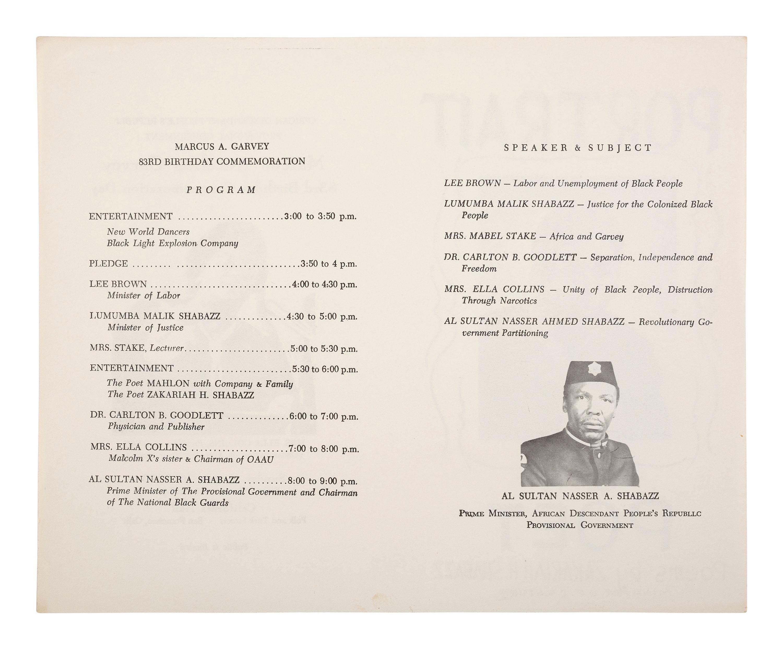 [MALCOLM X (1925-1965)]. A group of items related to Malcolm X and the Organization of Afro-American Unity (OAAU), comprising: