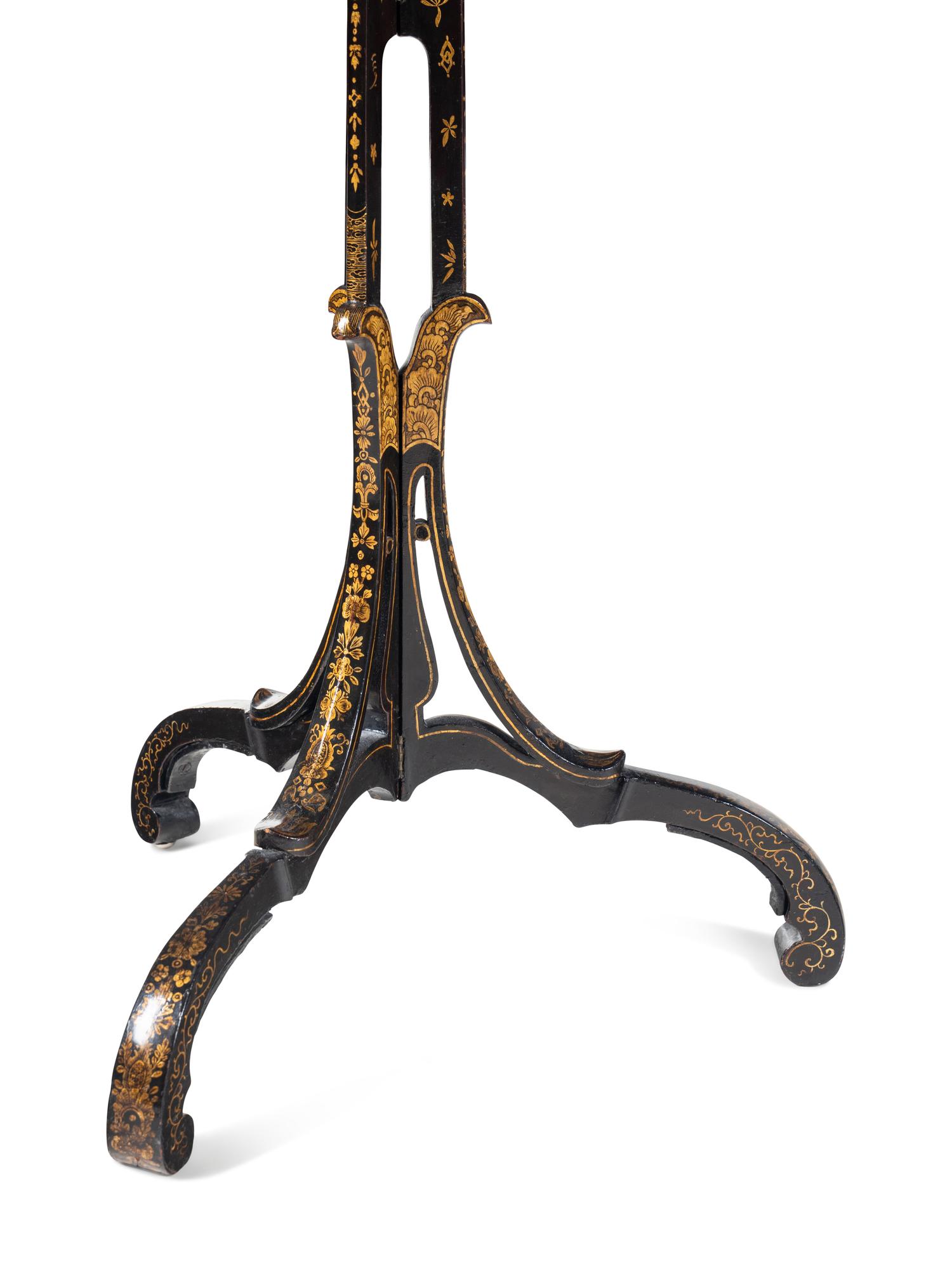 A George III Black and Gilt-Japanned Tripod Stand