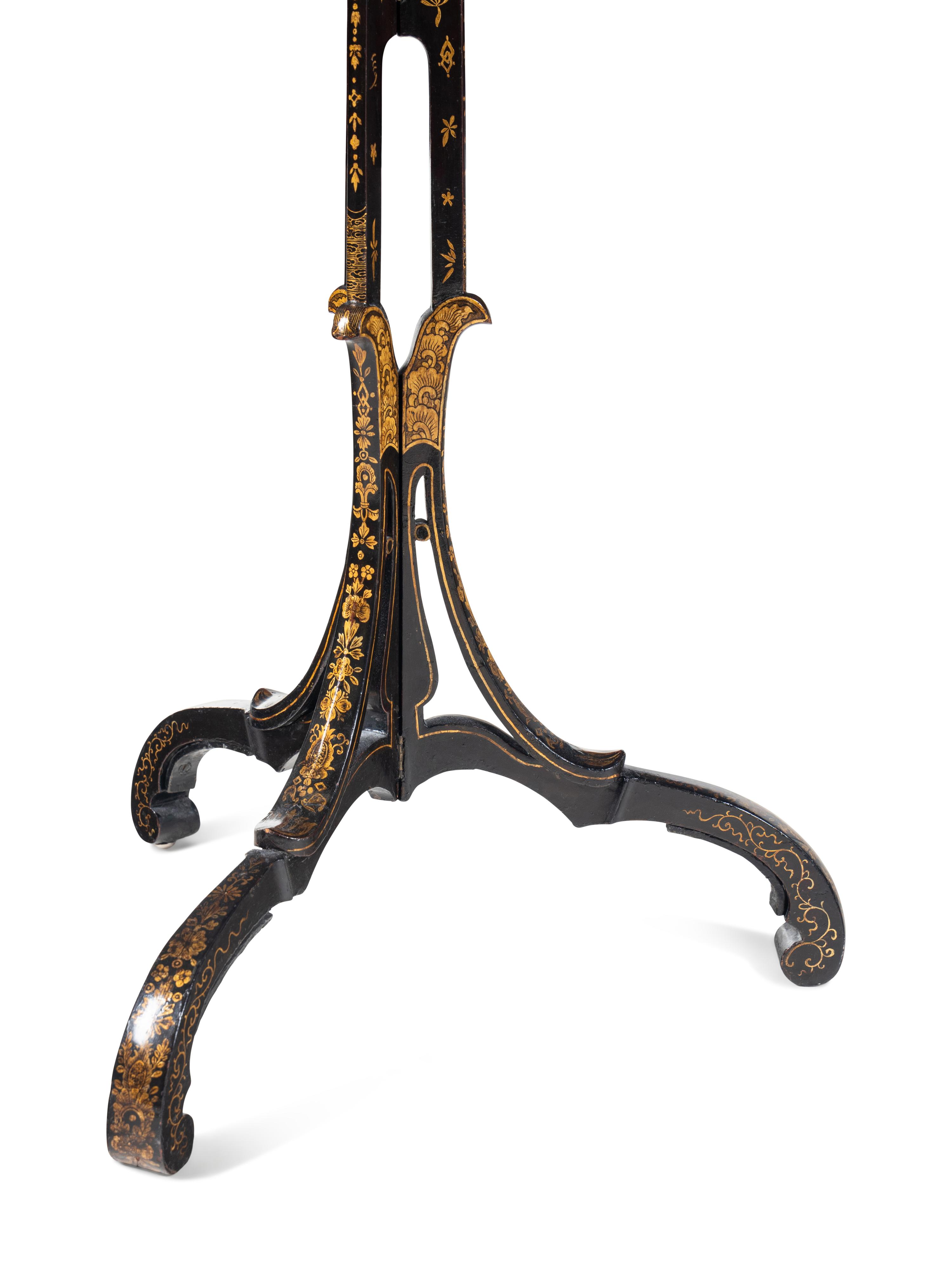 A George III Black and Gilt-Japanned Tripod Stand