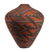 Richard Zane Smith (b. 1955) Polychrome Corrugated Ceramic Vase Height 21 x width 18 inches