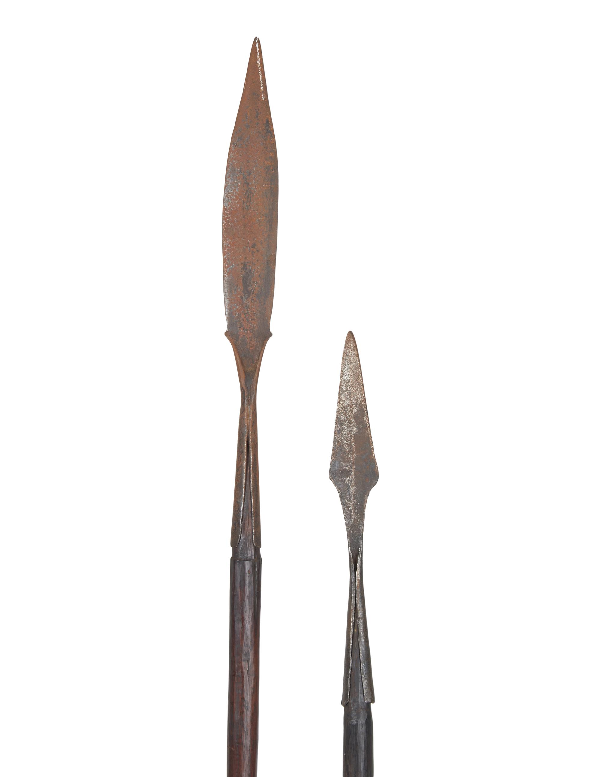 Two Naga Wood and Metal Spears