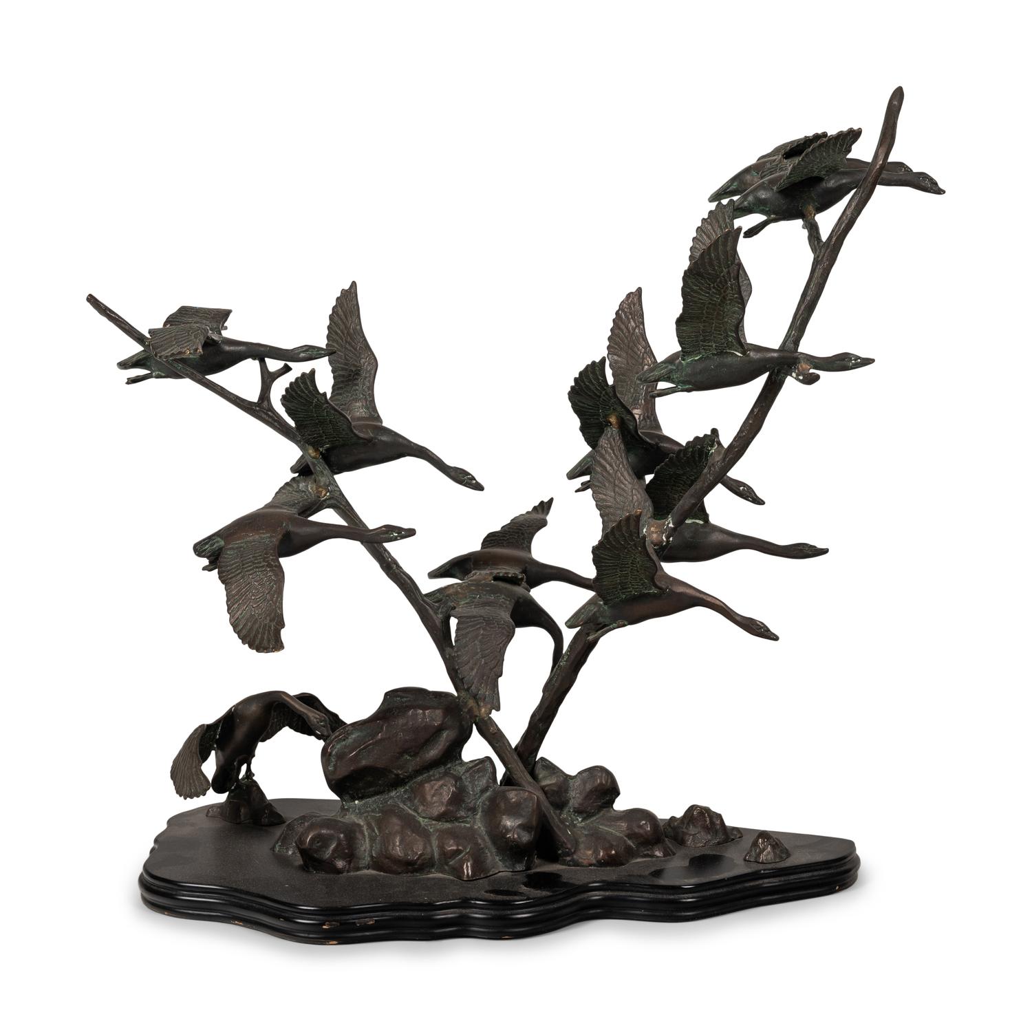 A Bronze Group of Flying Geese