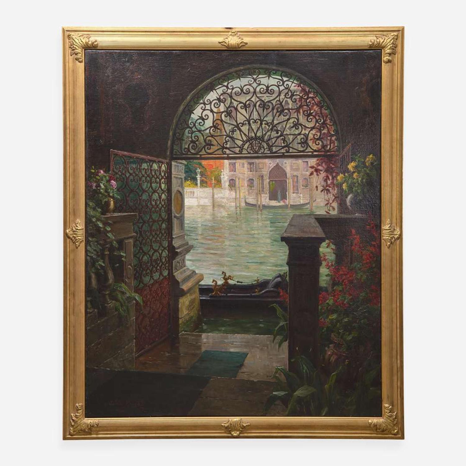 Louis Aston Knight (American, 1873-1948) Canal View Through Gate