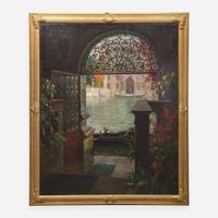Louis Aston Knight (American, 1873-1948) Canal View Through Gate