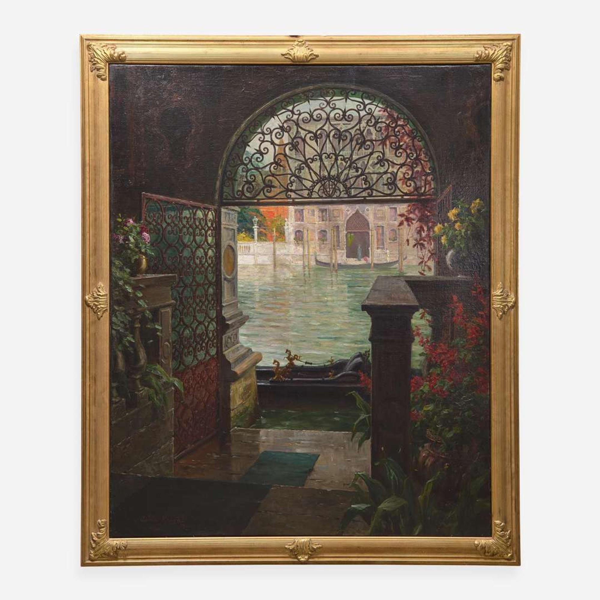 Louis Aston Knight (American, 1873-1948) Canal View Through Gate