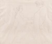 Femme au lit - Au petit lever (study for the lithograph for the eighth plate of "Elles" (Woman in Bed Greeted by her Mother))