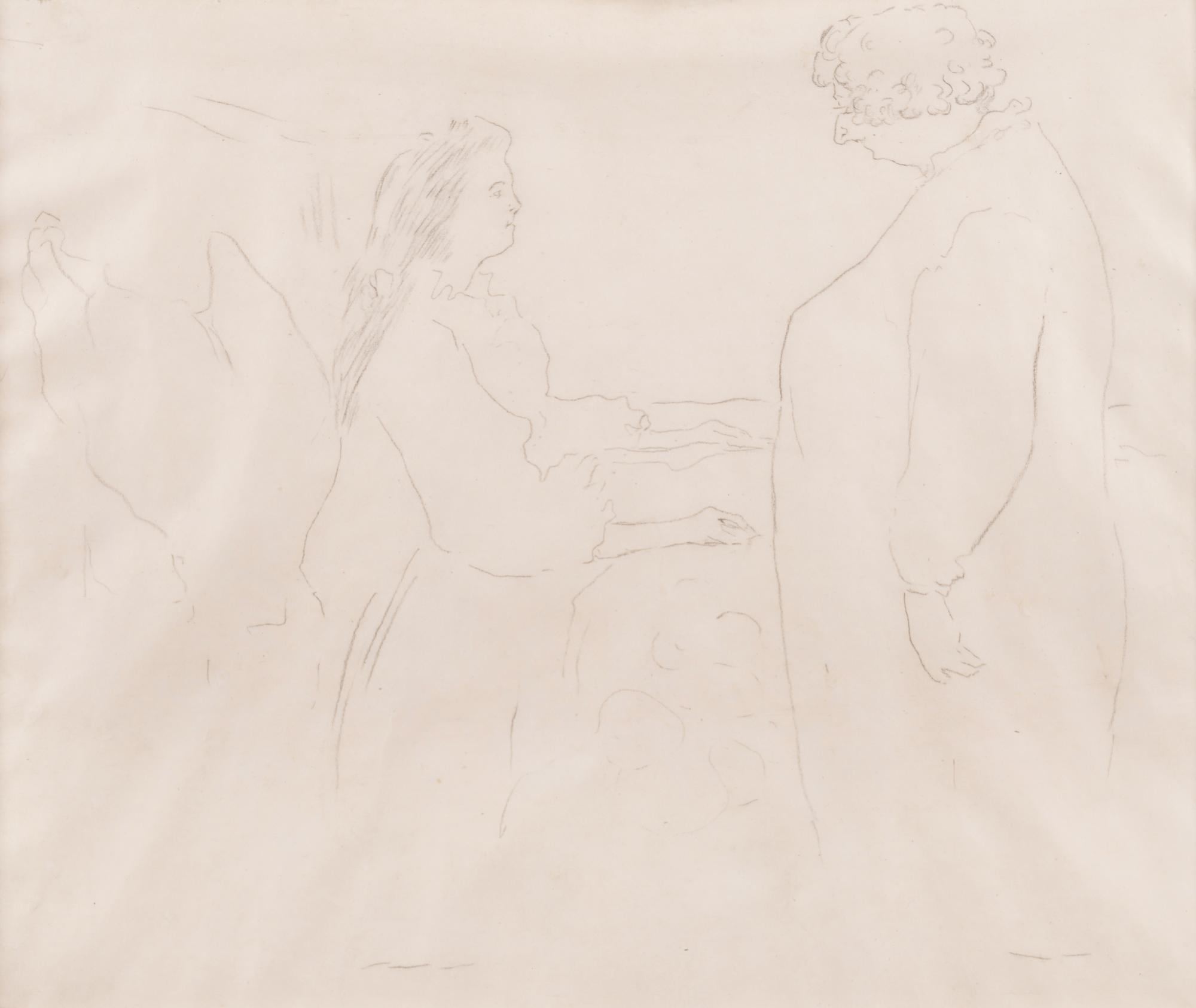 Femme au lit - Au petit lever (study for the lithograph for the eighth plate of "Elles" (Woman in Bed Greeted by her Mother))