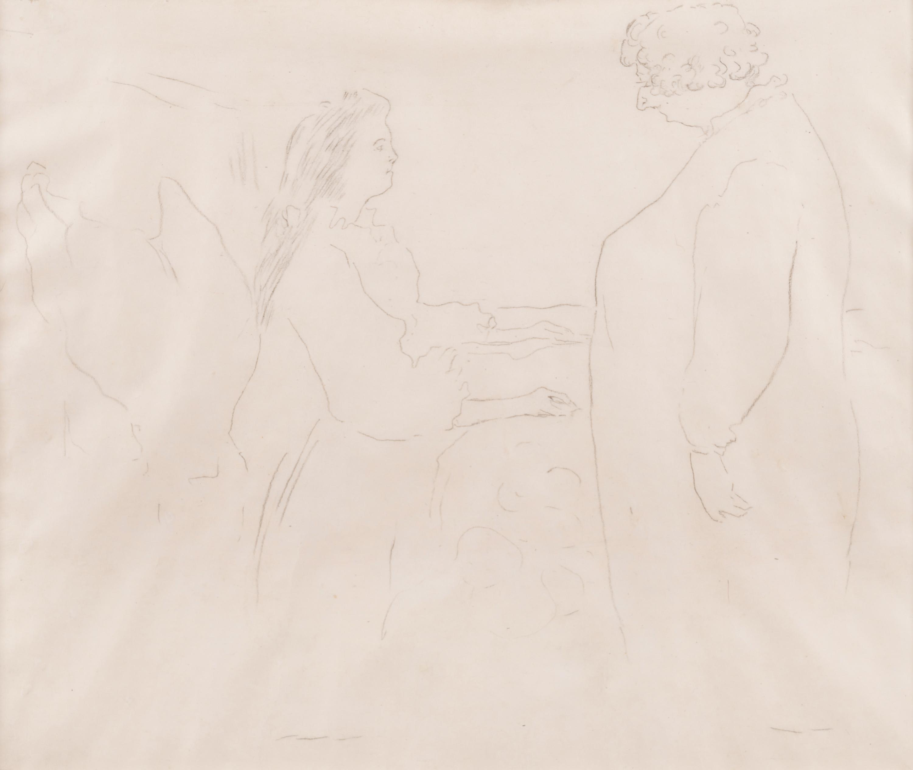 Femme au lit - Au petit lever (study for the lithograph for the eighth plate of "Elles" (Woman in Bed Greeted by her Mother))