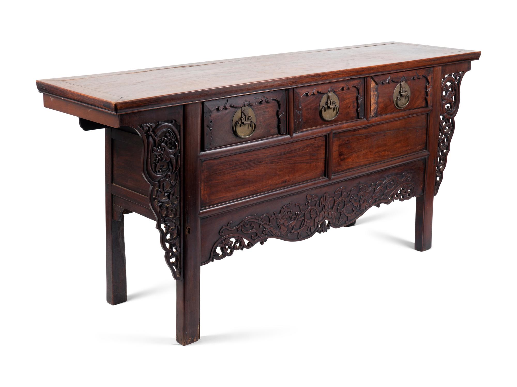 A Chinese Hardwood Three-Drawer Coffer, Liansanchu — 19TH CENTURY
