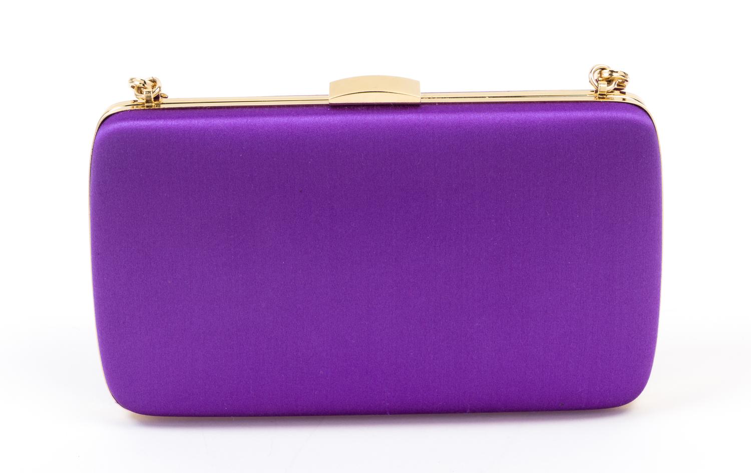 A Roberto Cavalli Purple Floral Embellished Halter Gown, Clutch: 7.5" x 4.75" x 1".
