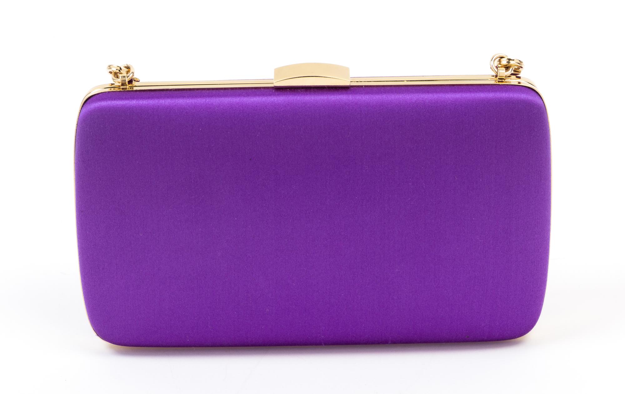 A Roberto Cavalli Purple Floral Embellished Halter Gown, Clutch: 7.5" x 4.75" x 1".