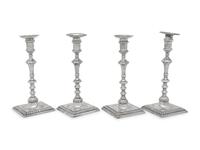 An Assembled Set of Four George III Silver Candlesticks