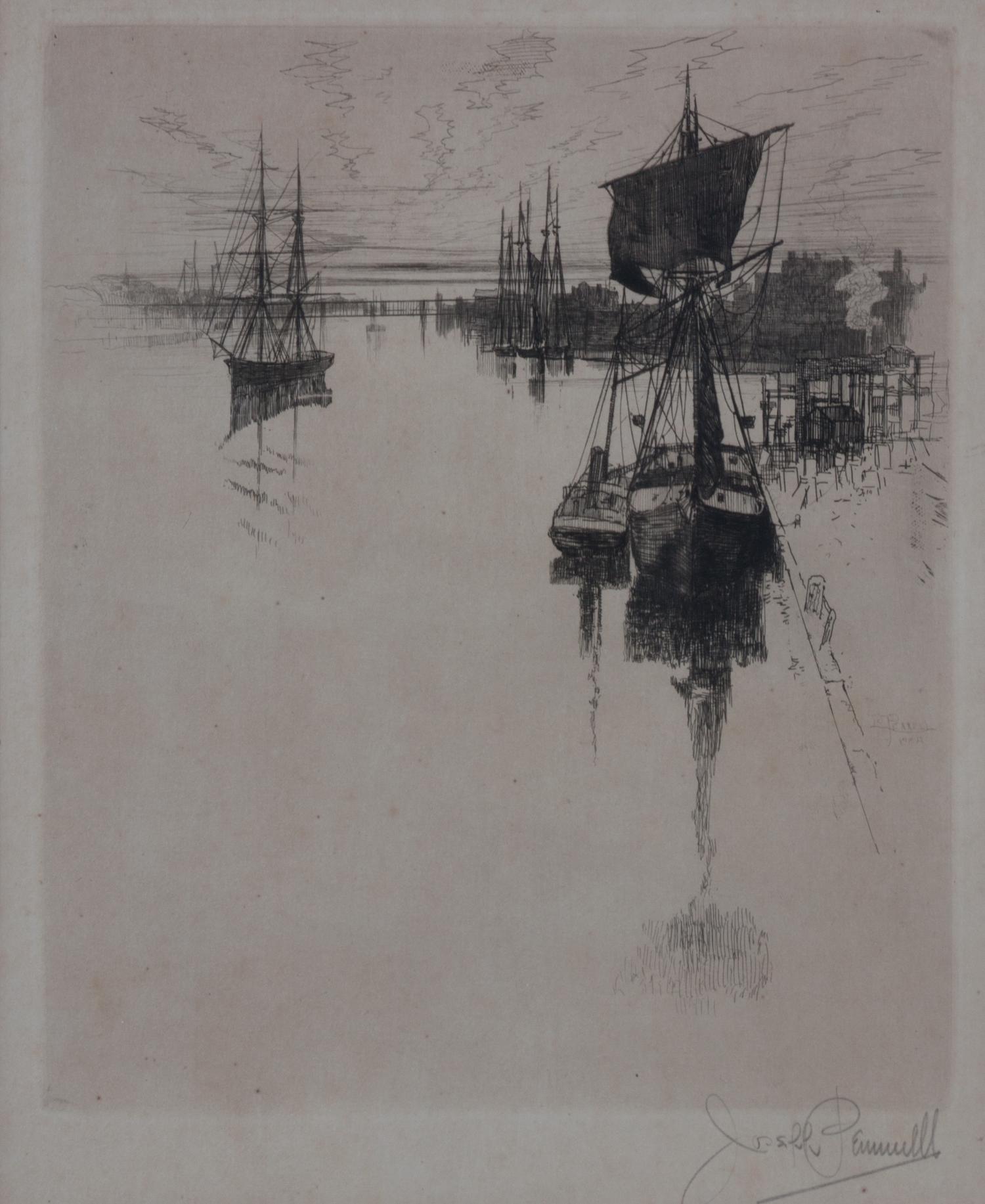 Joseph Pennell, (American, 1860-1926), Harbor