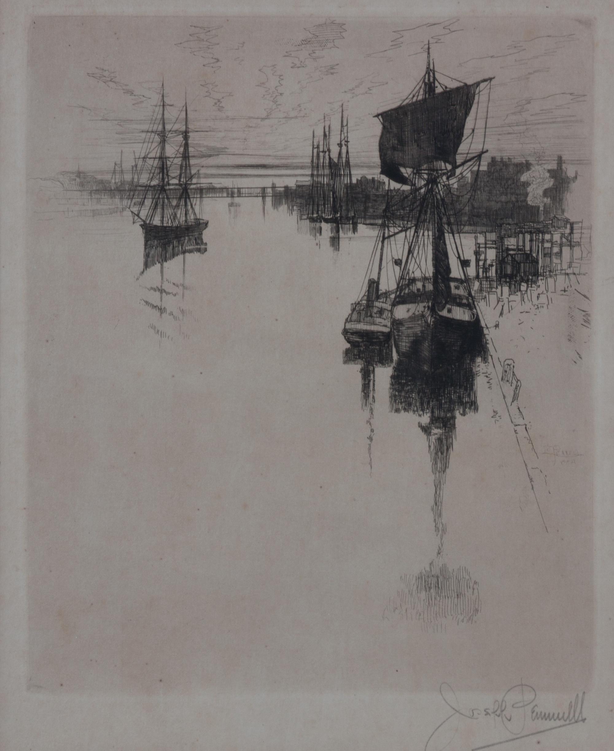 Joseph Pennell, (American, 1860-1926), Harbor