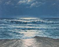Ulrich Fisher, (American, 1887-1970), Seaside with Moon